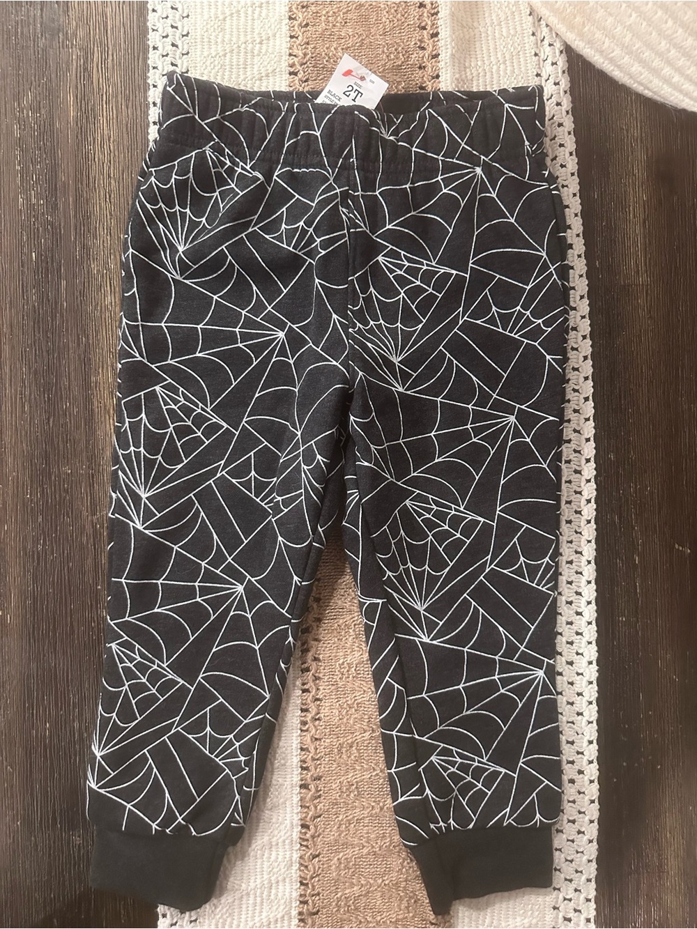 NWT Cat & Jack Jogger Sweatpants with White Spiderweb Print Size 2T